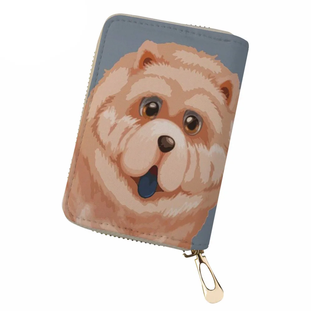 

NOISYDESIGNS ID Card Holder Chow Print PU Leather Credit Card Holder for Women Card Protect Case Ladies Business Card Holder