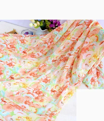 75D маленькое шифоновое платье с цветочным принтом из жоржета; сезон весна-лето; широкие брюки; блузка; микропрозрачная ткань