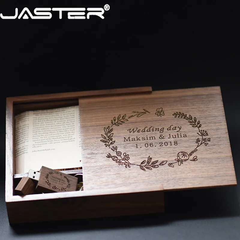 JASTER USB 2 0 фото деревянный фотоальбом usb + коробка флэш накопитель U диск 4 ГБ 8 16 32 64