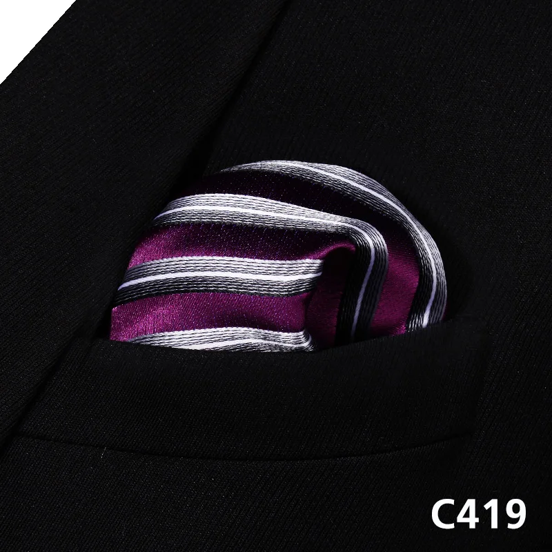 Мужской Шелковый платок в клетку с геометрическим узором, квадратный носовой платок# C4, Классические Вечерние носовые платки для свадьбы - Цвет: C419