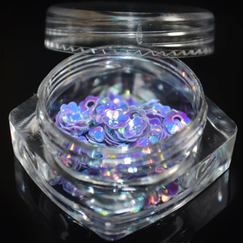

YWK 1 Bottle 5mm Purple Paillette Design 3D Flower Nail Tip Decorations Nail Charms For Adult DIY Nails Beauty Deca #PZ-19