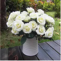 12 головок/комплект шелковые розы Букет невесты на Рождество Свадьба Новый год украшения дома поддельные растения искусственные цветы