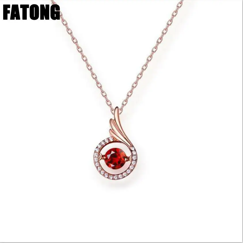 

925 sterling silver smart creative models garnet topaz necklace female. J0223