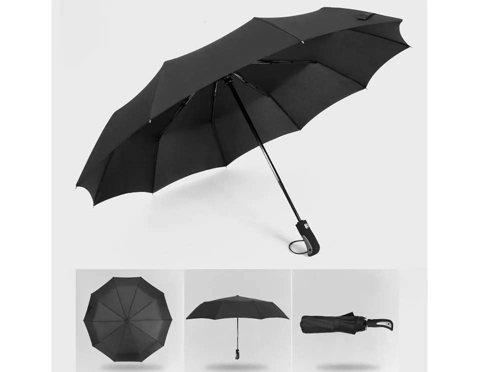 Full Automatic Oversize Reinforced Umbrella Three Folding Male Female Umbrella Rain Women Windproof Folding parasols umbrellas (4)