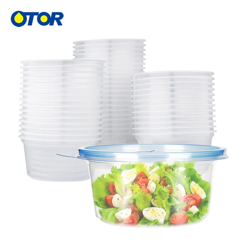

OTOR Free Shipping Disposable Bowl with Lid Food Container Clear Bowl Box for Salad Fast Food Bento Microwaveable 360pcs
