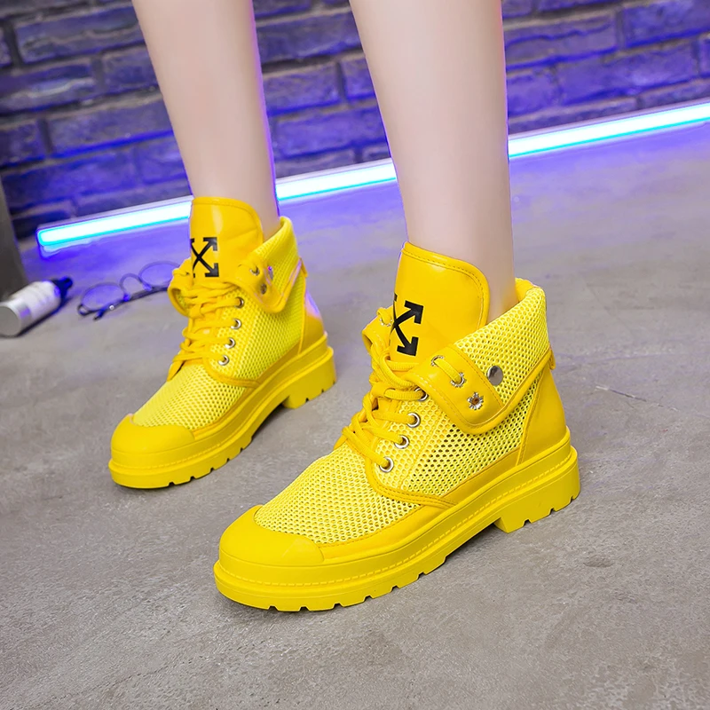 

Shoes Women mesh Hollow Chunky Sneakers Platform zapatos de mujer Printing chaussures female Ladies footwear Patchwork