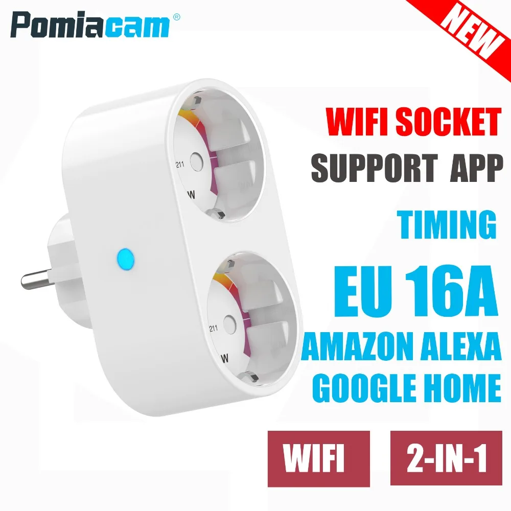 

SP211 EU 16A plug socket WIFI smart socket EU Standard , Electric / Power Double Socket / Plug Outlet Dual Outlets Extension