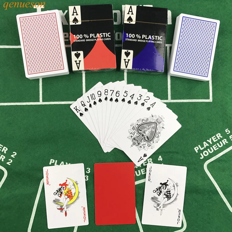 Smooth waterproof 10 sets / lot Poker Baccarat Texas plastic PVC card game Poker Club 2.28*3.46 inch board games poker qenueson