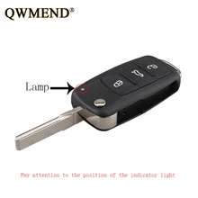 QWMEND 2 3 кнопки откидной складной чехол для ключей пустой корпус для VW для Polo Golf MK6 для Tiguan Touareg 2002-2011 202AD автомобильный чехол для ключей