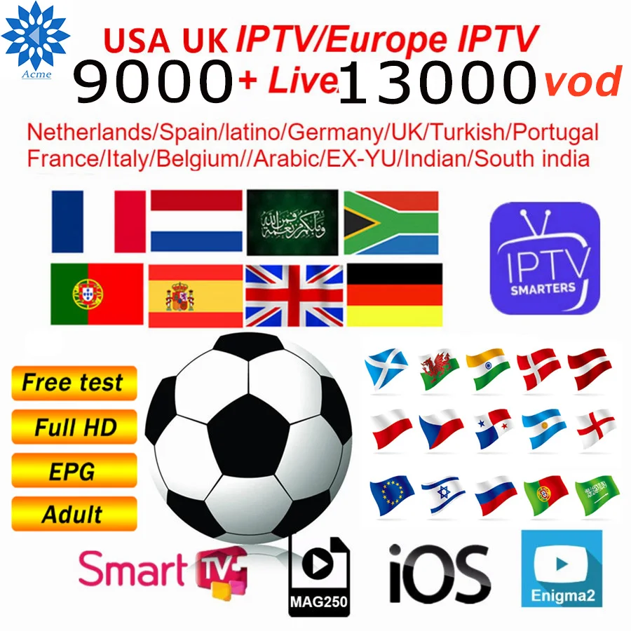 

9000+World Pro Spain HD spanish IPTV Subscription for Android Smart TV Italy Netherlands Hungray Spain Dutch France M3U Enigma