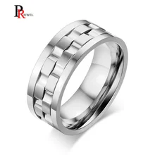 Уникальный двойной шестерни формы Spinner Кольца для мужчин 9 мм нержавеющая сталь anel masculino серебряный цвет