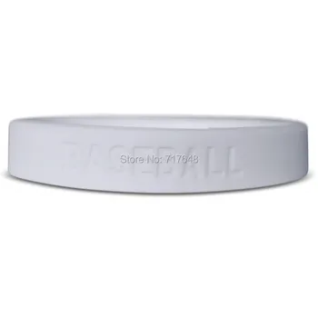 

100pcs White Baseball wristband silicone bracelets free shipping by epacket A