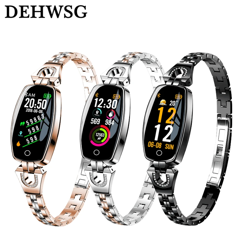 

Newest Fashion Women Smart Watch Heart Rate Monitor H8 Fitness Waterproof Smartwatch clock remind connection IOS Android