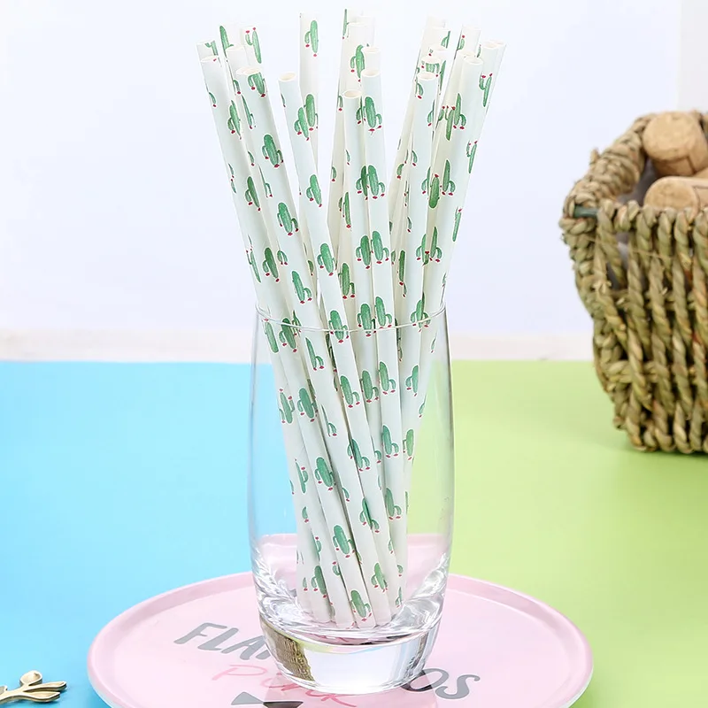 Одноразовые бумажные соломинки Коко кактус иллюстрация бумажная соломинка для питья кухня одноразовый Инструмент 25 шт. Творческий соломы