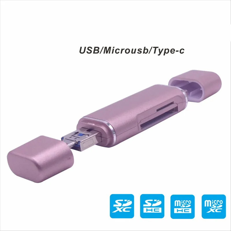 Портативный мини-дизайн Очаровательное устройство для чтения карт 3 в 1 usb type C Micro USB 3,0 устройство для чтения карт SD TF Поддержка type C OTG Лидер продаж - Цвет: As Show