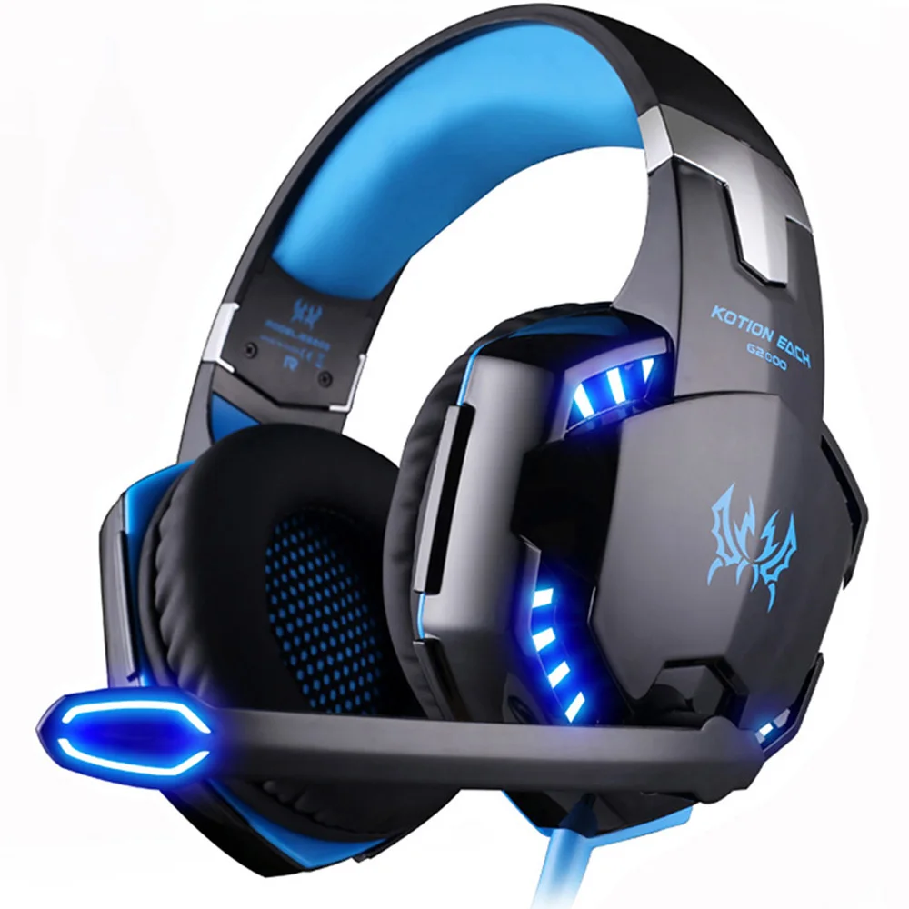 

Kotion EACH G2000 Stereo Gaming Headset Deep Bass Computer Game Headphones Earphone with LED Light Microphone for PC Laptop PS4