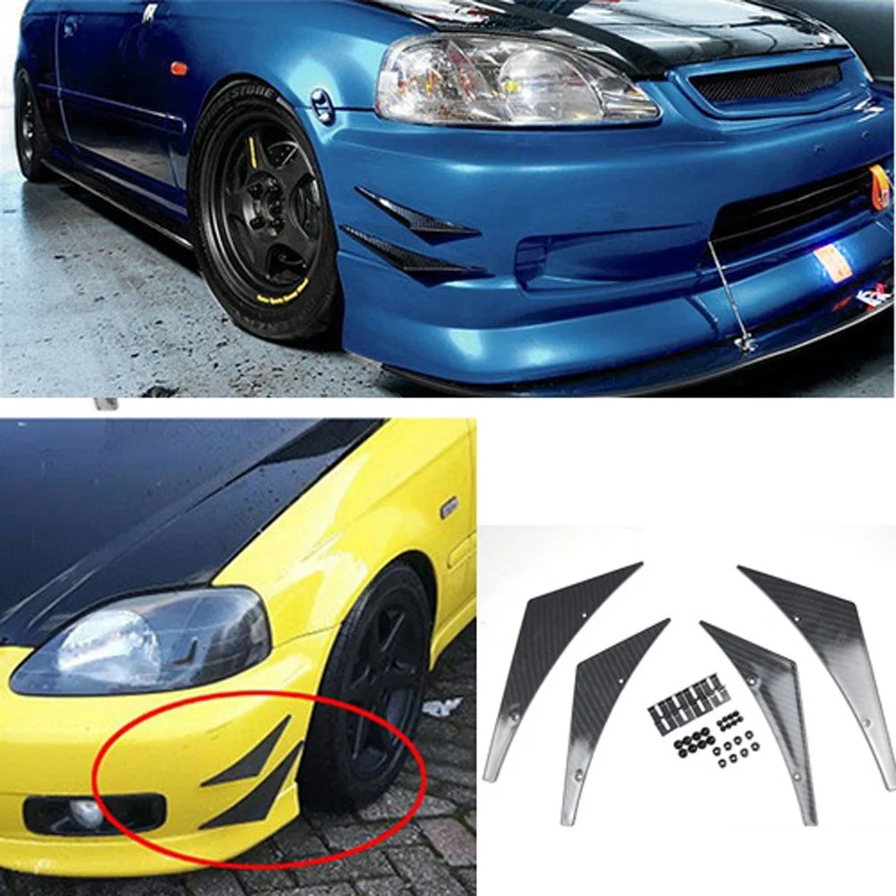

4pcs/set Universal Car Canards Front Bumper Lip Splitter Diffuser Fins Body Valence Chin Wing Widebody Tunning Canard Spoiler