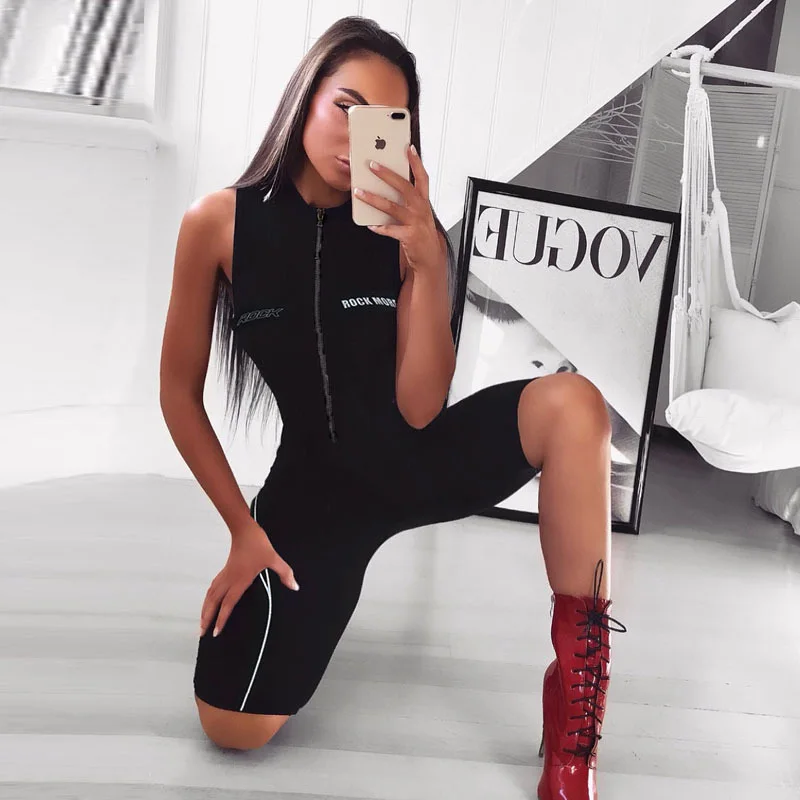 Fitshinling Athleisure Fitness Women Jumpsuits Letter Print Sleeveless Short Playsuits Zipper Bandage body Jumpsuit Sportsuite Fitshinling Athleisure Fitness Women Jumpsuits Letter Print Sleeveless Short Playsuits Zipper Bandage body Jumpsuit Sportsuite