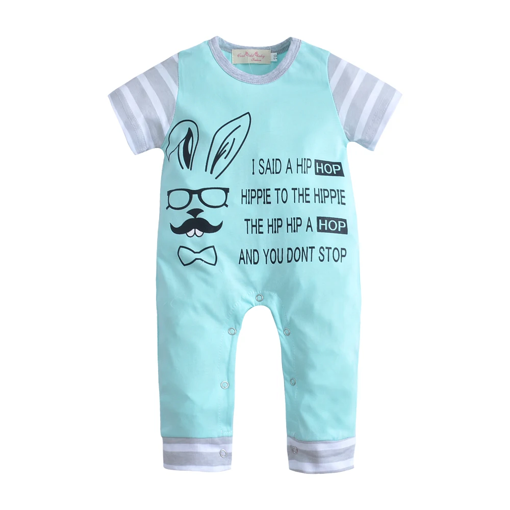 

2017 Fashion Summer Baby Bodysuits Baby Boy Clothing Blue cartoon Short Sleeve Newborn Cotton Baby Girl Clothing Baby Jumpsuit