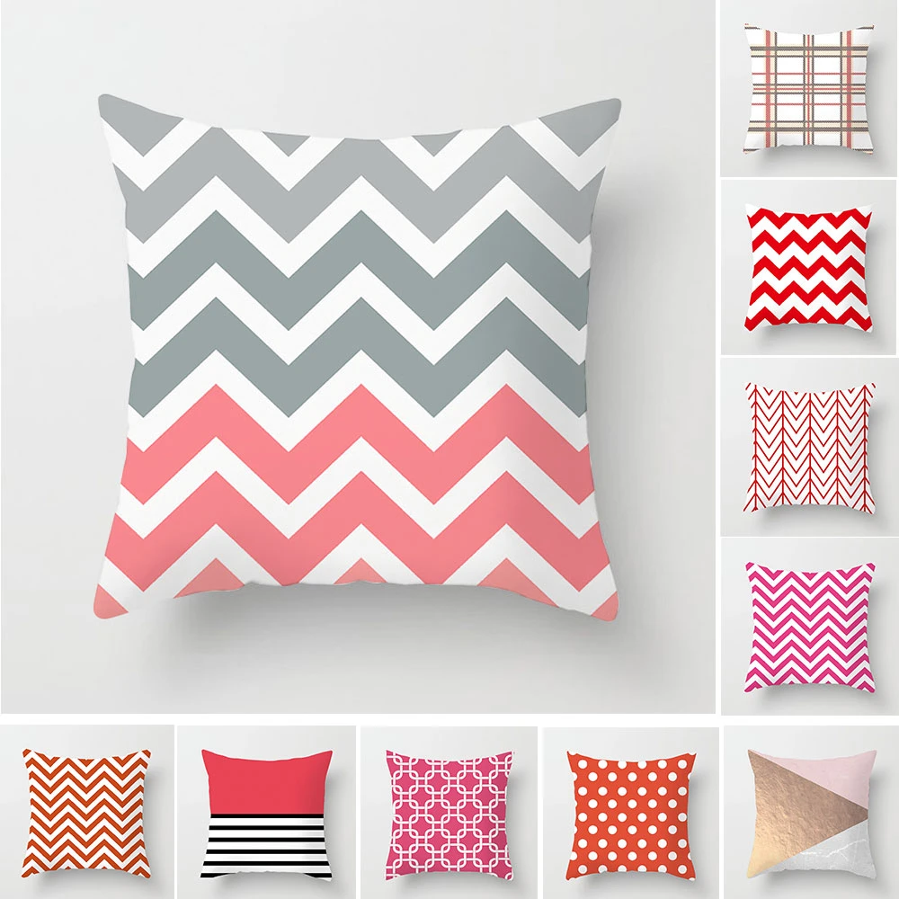 

40*40cm Multi-color Pillowcase Geometric Cushion Set Wave Dot Dot Home Sofa Chair Decoration White Lattice Pillowcase