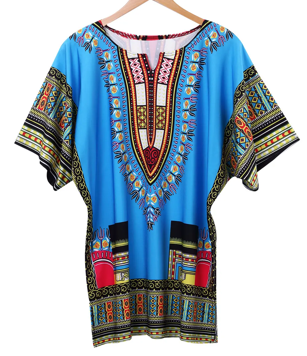 Hirigin африканский женский Восточный халат одежда в стиле бохо хиппи короткое платье макси-платье Caftan плюс размер - Цвет: Синий