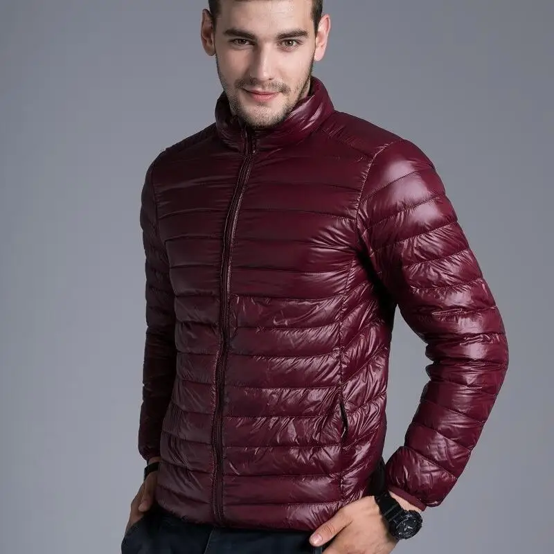 Winter Padded Jacket Men's Thin Duck Down Collar Casual Warm Coats Outerwear Parka Plus Size 5XL 6XL