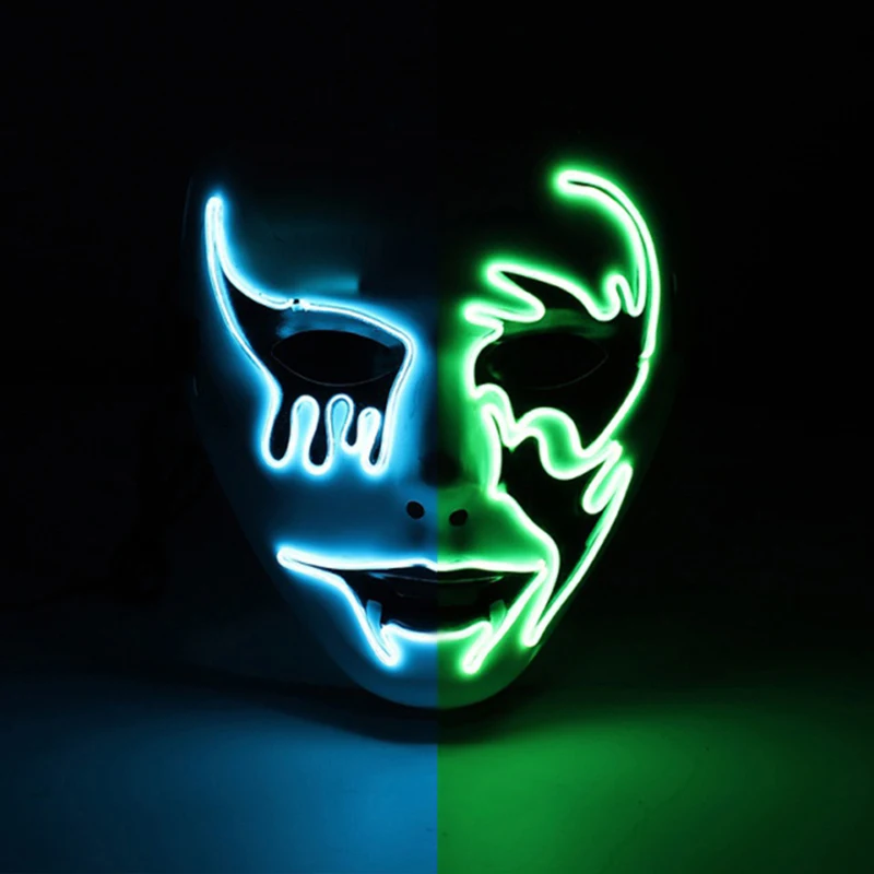 

Wire LED Halloween Masks Party Masquerade Masks Fang & Tears Full Face Masks Festival Cosplay Costume Supplies Glow In Dark 2019