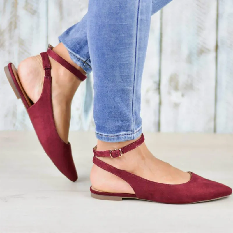 

2019 Women Ladies Fashion Pointed Toe Flat Spike Heels Buckle Elastic band Sandals Leopard Casual Sandals Single Shoes Yasilaiya