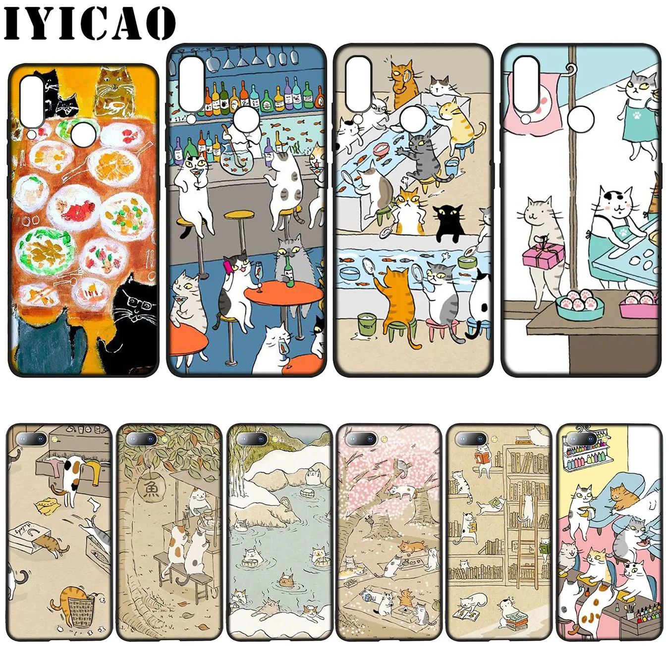 IYICAO Мягкий силиконовый чехол с японским котом для Huawei Y7 Y6 Prime Y9 2018 Honor 8C 8X 8 9 10 Lite 6A | Бамперы -33005217026
