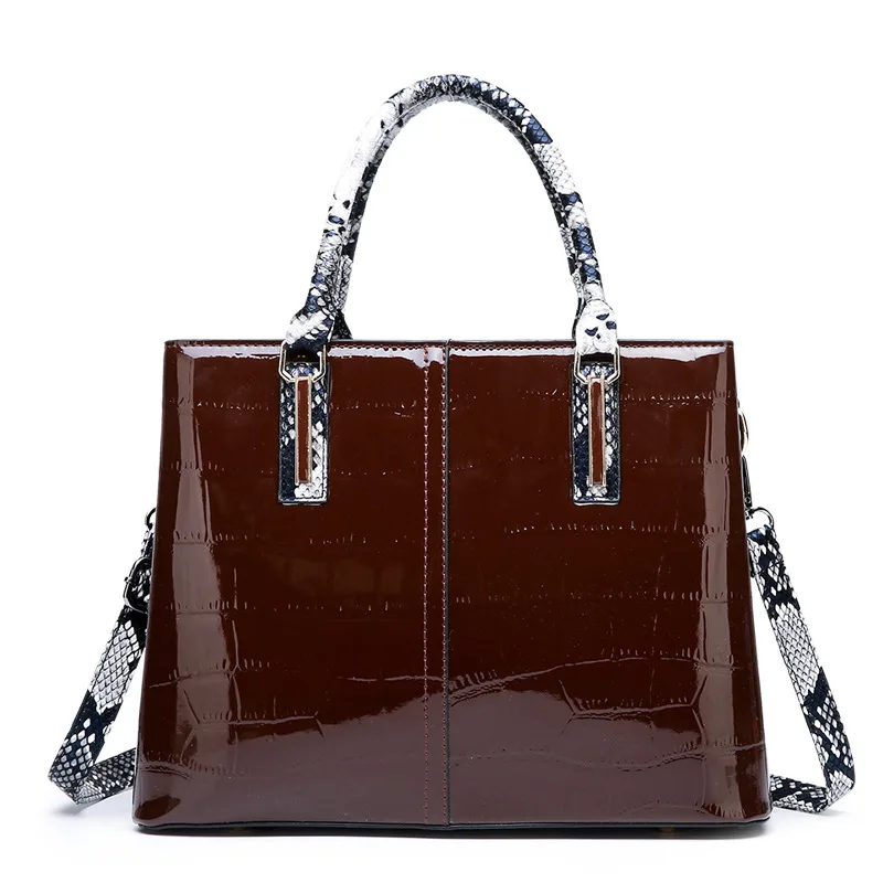 Популярные женские сумки наивысшего качества лакированная крокодилья кожа женская сумка брендовая дизайнерская элегантная женская сумка на плечо Sac основной Femme - Цвет: Коричневый
