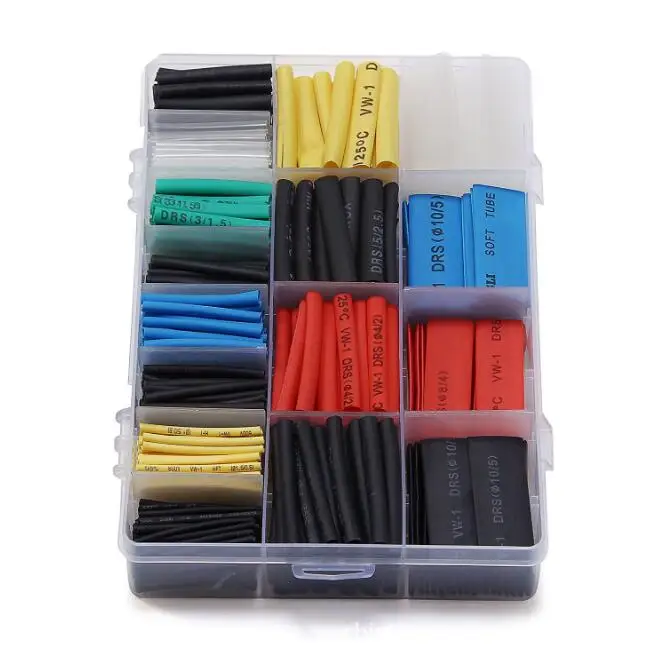 

580pcs/SET Cable Sleeve Heat Shrink Tubing 2:1 Polyolefin Shrinking Assorted Wrap Wire Insulated shrinkable sleeving Tubes Set