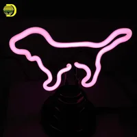 Бренд розовая собака неоновая вывеска неоновый свет животное настольная лампа неоновые лампы знак украсить дом спальня милый подарок настольная лампа USB разъем знаки
