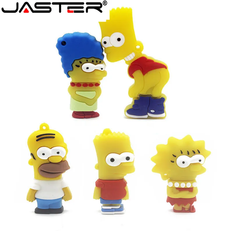 Флешка JASTER Bart Simpson Mouse Wolf 1 Гб 2 4 ГБ 8 32 U диск флешка Homer Pen Drive USB флеш накопитель|USB
