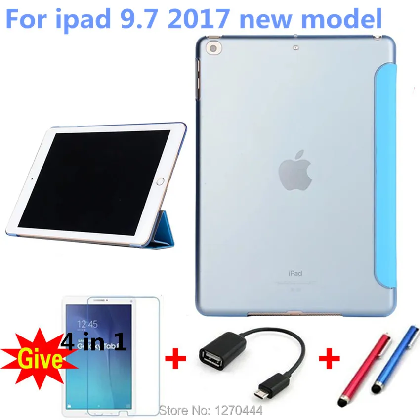 Case for iPad 9.7 2017 NEW Model A1822, Leather Front Cover+Soft Bumper