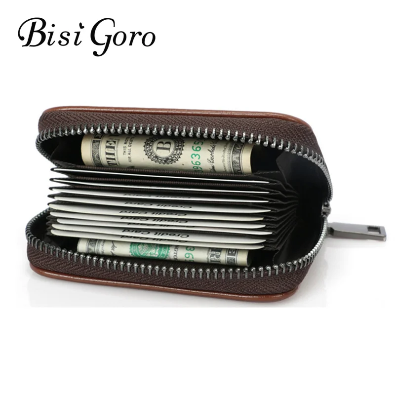 

BISI GORO 2019 Men And Women Business Card Holder Wallet Bank Credit Card Case ID Holder Women Purse Vintage Wallet Organ Desig