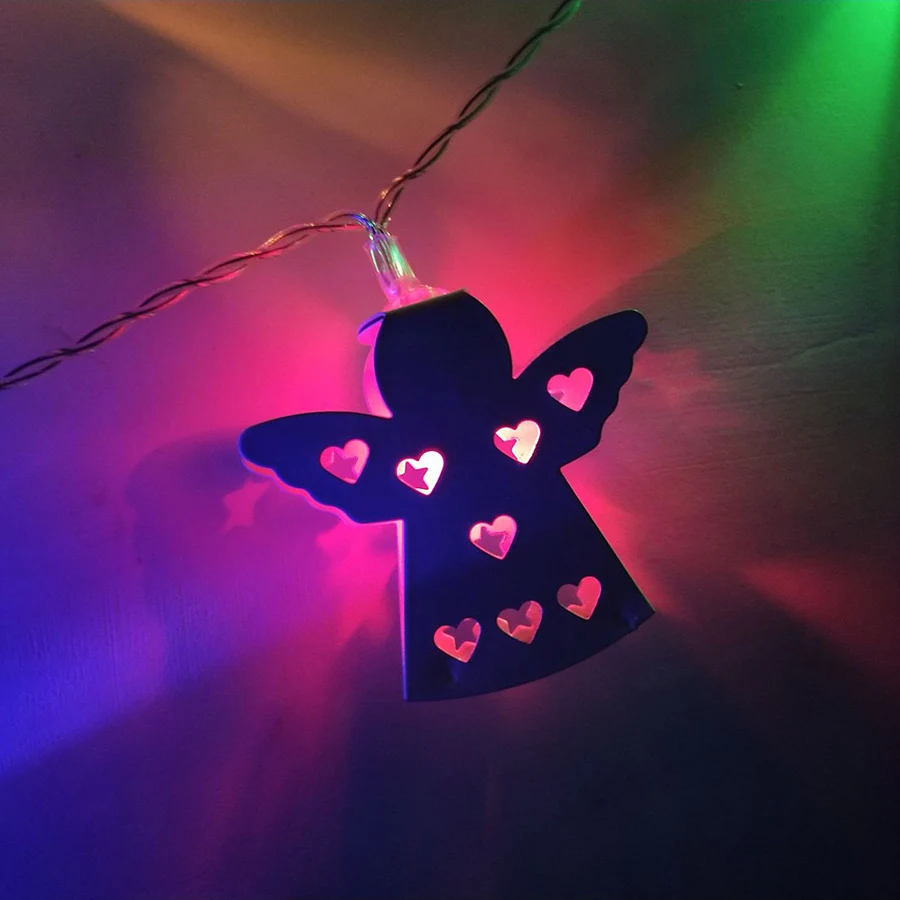 Thrisdar 10/20 светодиодный металлический в форме ангела светодиодный гирлянда Фея свет любовь, сердце, звезды Рождество Свадьба Фея гирлянда