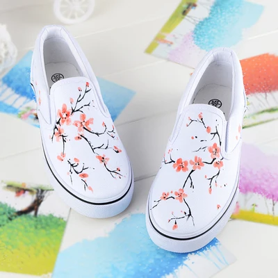 Hand Painted Flower Canvas Shoes Women 
