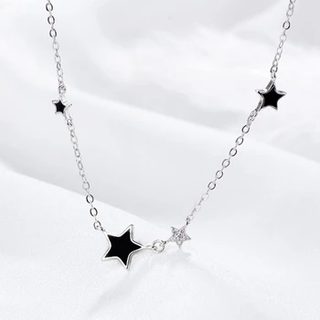 

Sole Memory Simple Fashion Star Zircon Pentagram 925 Sterling Silver Clavicle Chain Female Necklace SNE385