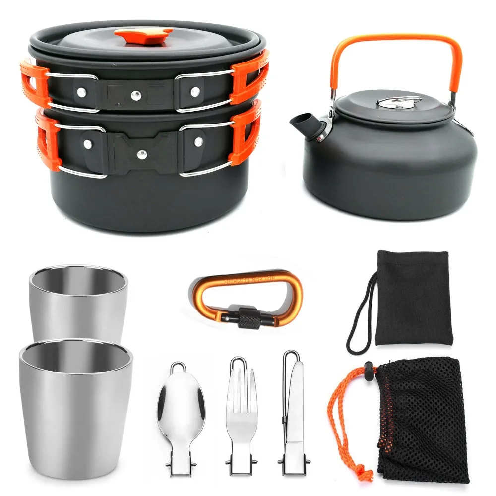 Outdoor Cookware Set Camping Tableware Cooking Carabiner Travel Tableware Cutlery Utensils Hiking Picnic Set Camping Cookware