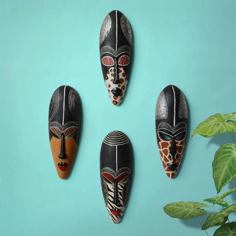 

Unique Wild and Pristine Beauty African People Face Mask Wall Hanging Retro Home Decoration Colorful Exaggerated Artistic Crafts
