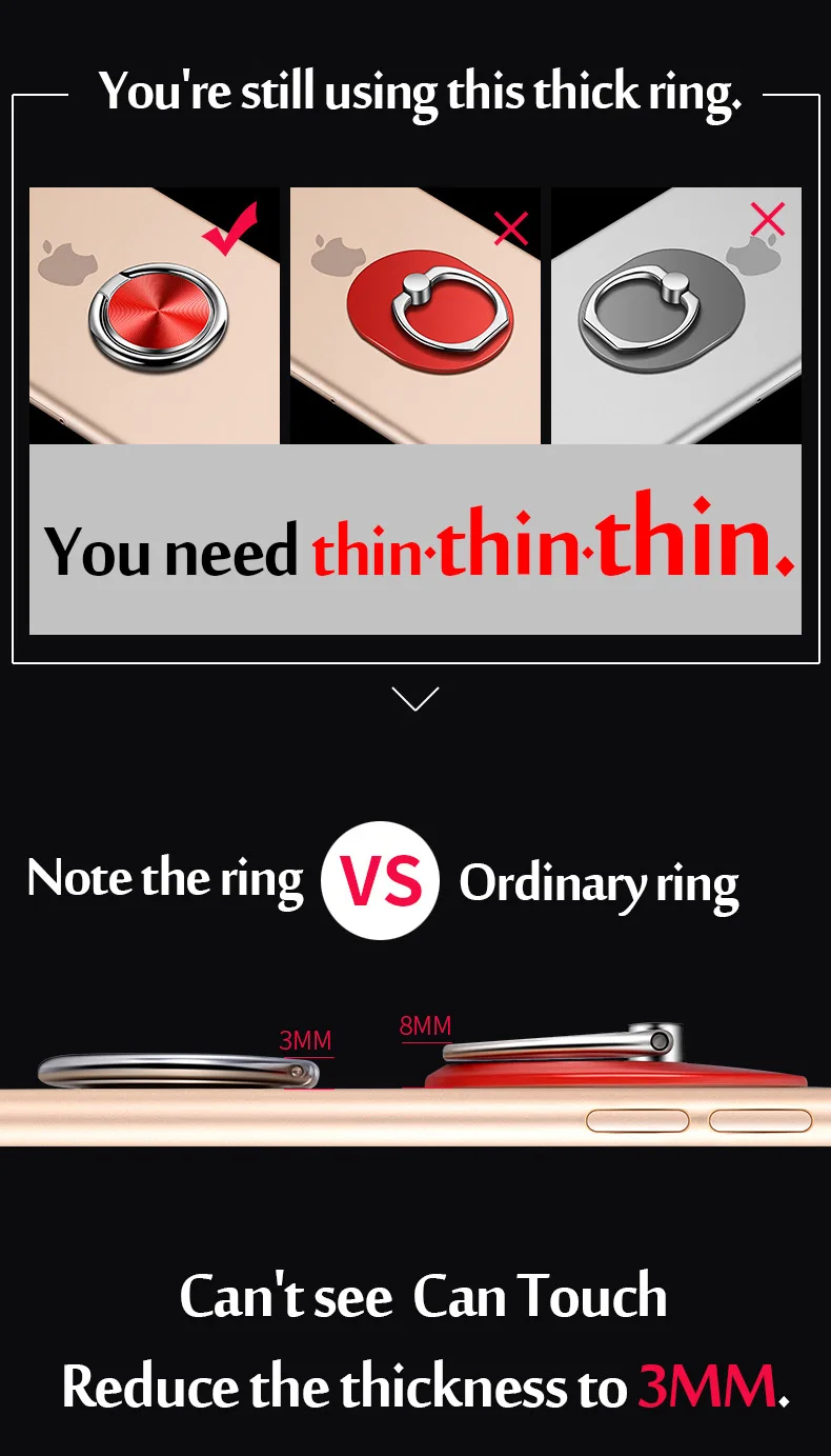 Finger Ring Mobile Phone Smartphone Stand Holder For iPhone X 8 7 6 6S Plus 5S Smart Phone  MP3 Car Mount Stand For Samsung