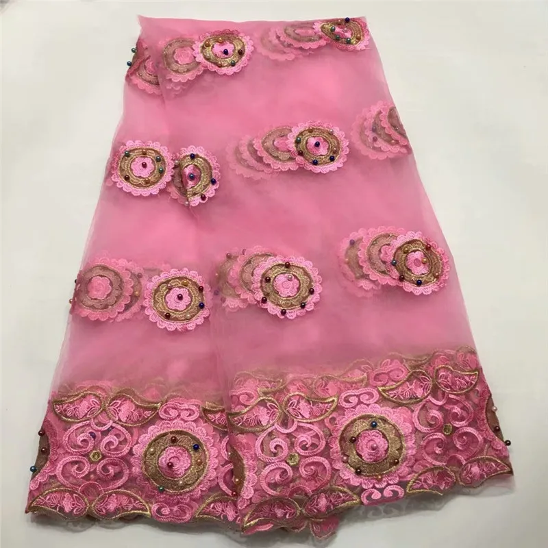 

french Net Lace Fabric 2019 top Latest African Lace Fabric With Embroidery Mesh Tulle Lace Fabric High quality Nigerian Lace