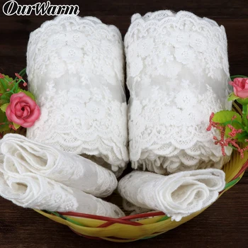 

OurWarm 1M Lace Fabric Cotton Lace Ribbon Wide Handmade DIY Clothing Accessories Embroidered Net White Lace Trim Wedding Party