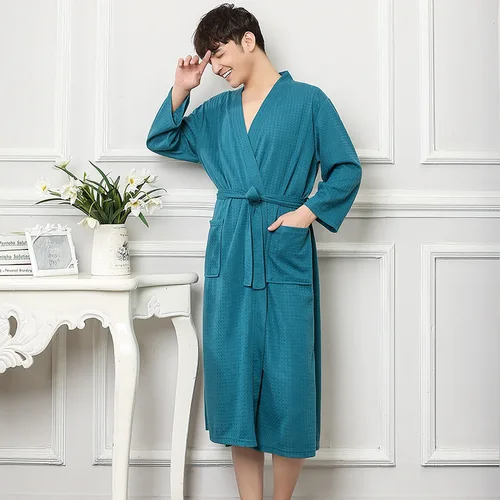 남성용 스파 홈 드레스, 중국 와플 잠옷, 단색 잠옷, 남성 잠옷, 기모노 목욕 가운, 플러스 사이즈 M XL XXXL, 신제품 2