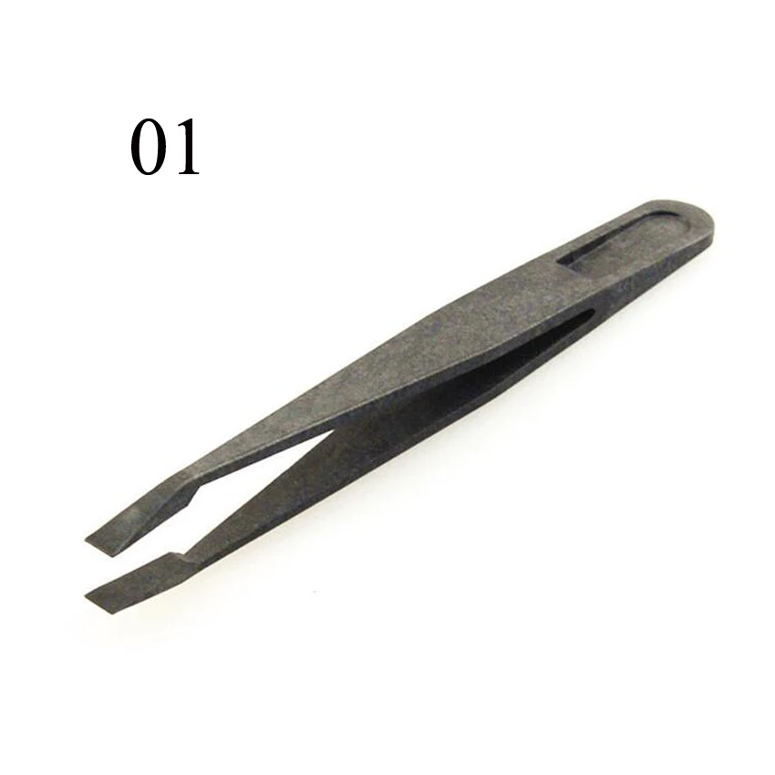 Portable Straight Bend Anti-static Plastic Tweezer Heat Resistant Repair Tool Pointed, flat, elbow head 1PC