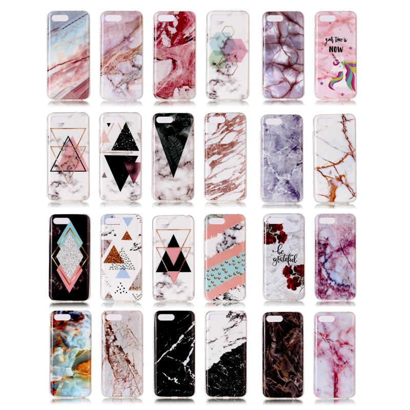 Honor 8X Marble Case For Huawei Honor 8X 8C 9 lite 10 Case Cover INS Style Unicorn Geometry Splice Pattern TPU Silicon Cover (2)