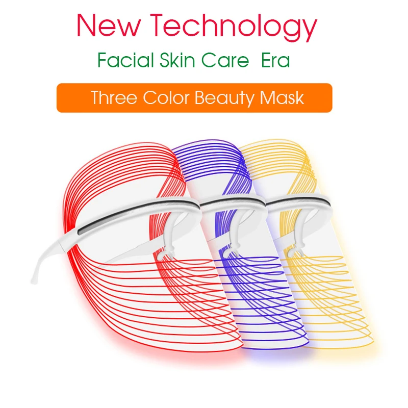 Get  LED light Photon face Mask 3 color Neck MASK Anti Wrinkle Acne spot Removal Skin Rejuvenation White