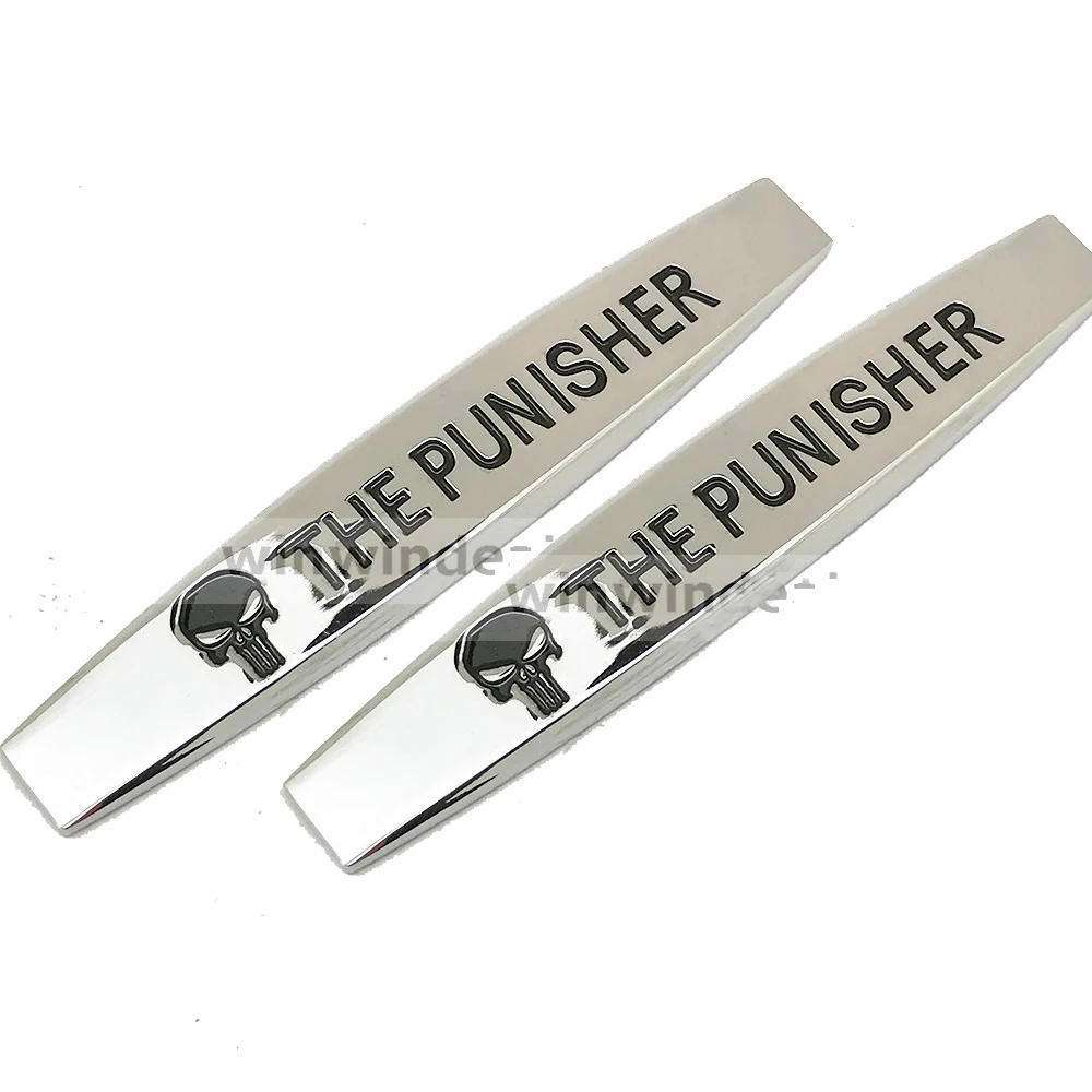 2x The Punisher Skull Car Emblem 3D Metal Side Fender Decal Auto Badge Sticker