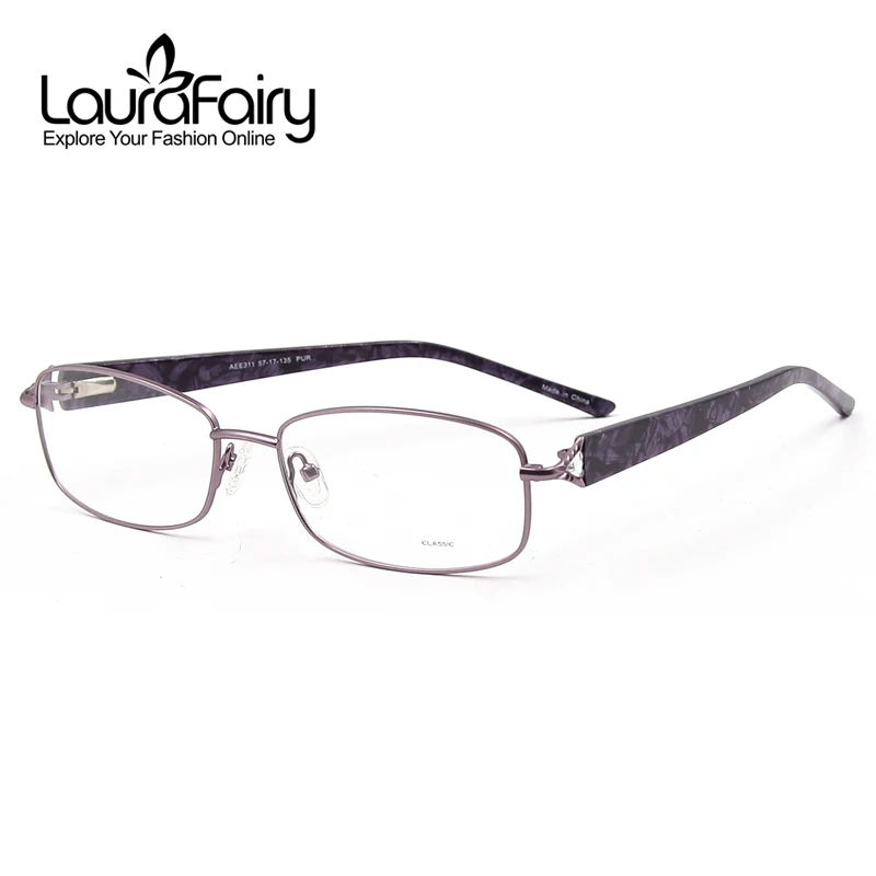 Laura Fairy módní drahokamu dekorace brýle brýle pro ženy z nerezové oceli a acetát flexibilní flexibilní pantu brýle