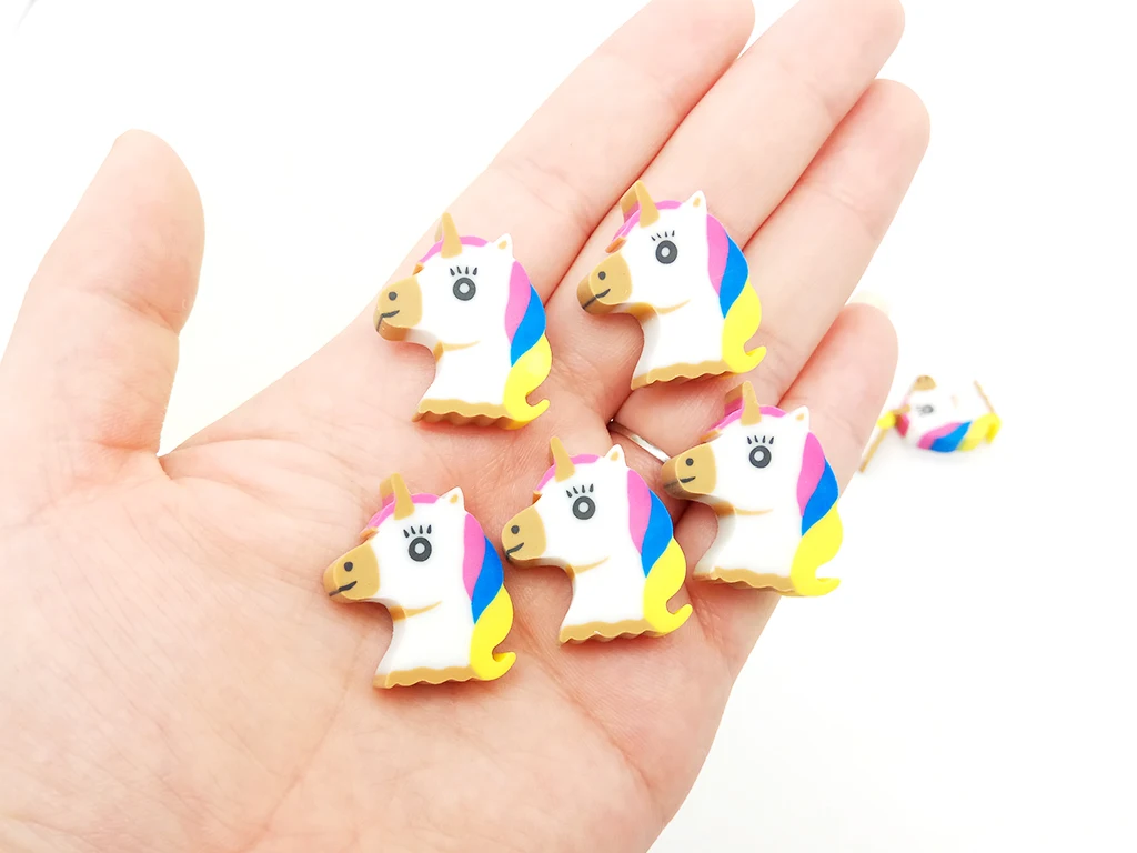 8 Pcs Eraser Cute Cartoon Unicorn Pencil Eraser Rubber Kawaii Stationery Student School Office Supplies Kids Prize Toys